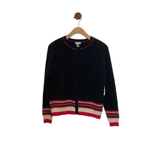 Preppy Black and Red Women Cardigan Sweater